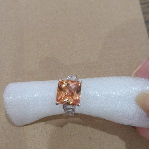 Ladies Silver Ring with Square Topaz Stone